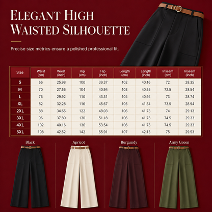 👖 High-Waisted Flowing Wide-Leg Suit Pants – Crease-Resistant Drape | S to 2XL
