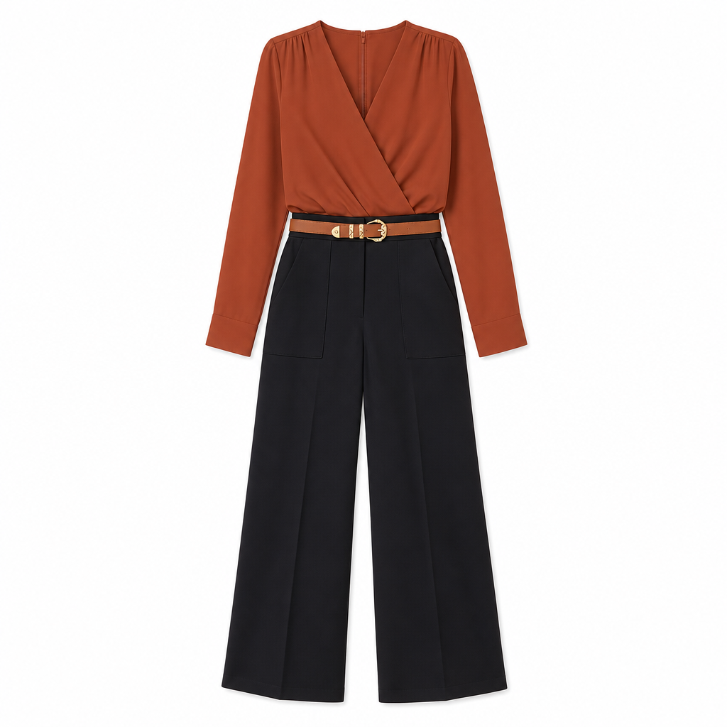👖 High-Waisted Flowing Wide-Leg Suit Pants – Crease-Resistant Drape | S to 2XL