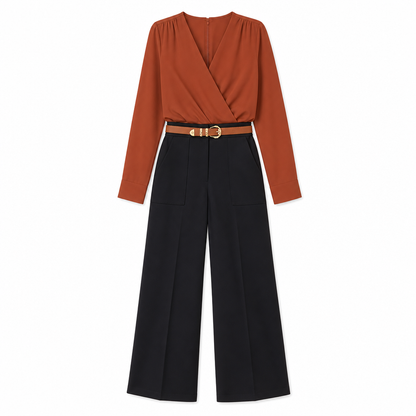 👖 High-Waisted Flowing Wide-Leg Suit Pants – Crease-Resistant Drape | S to 2XL