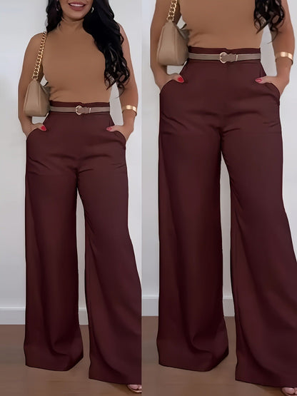 👖 High-Waisted Flowing Wide-Leg Suit Pants – Crease-Resistant Drape | S to 2XL