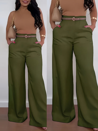 👖 High-Waisted Flowing Wide-Leg Suit Pants – Crease-Resistant Drape | S to 2XL