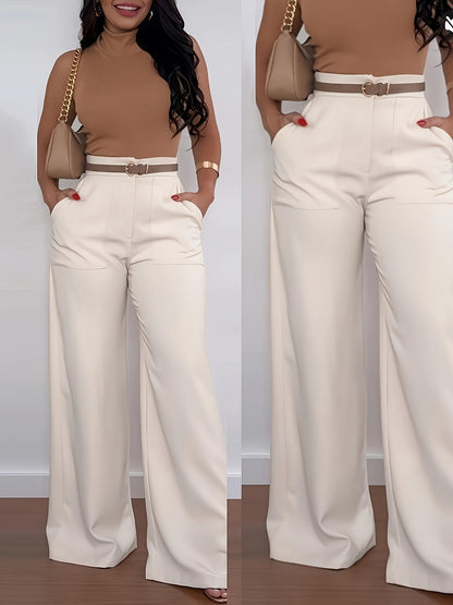 👖 High-Waisted Flowing Wide-Leg Suit Pants – Crease-Resistant Drape | S to 2XL