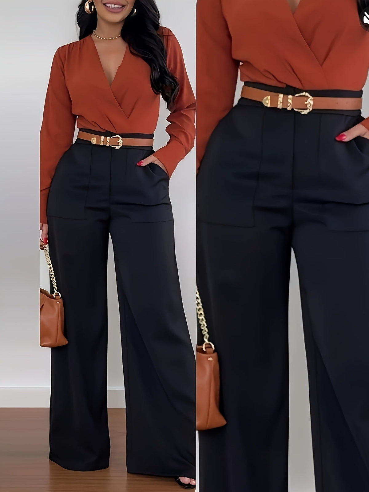 👖 High-Waisted Flowing Wide-Leg Suit Pants – Crease-Resistant Drape | S to 2XL