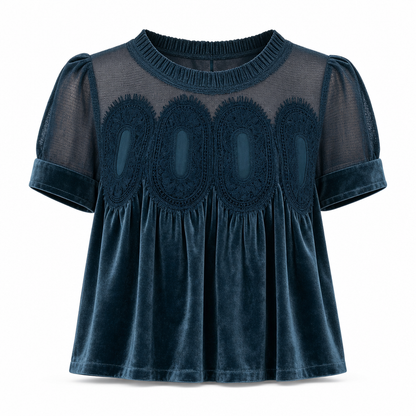 ✨Limited stock available, don’t miss out!🎉Women's Solid Short Sleeve Top with Ruffle Collar