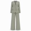 Elegant Two-Piece Suit Set with Tailored Blazer and Relaxed Wide-Leg Trousers