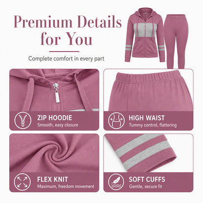 Women's Hooded Sweatshirt & Pants 2-Piece Set