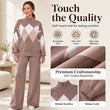 Women's Argyle Knit Sweater & Wide-Leg Pants Set
