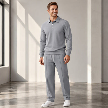Men's Casual Waffle Knit Top and Pants Set