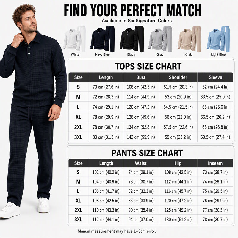 Men's Casual Waffle Knit Top and Pants Set