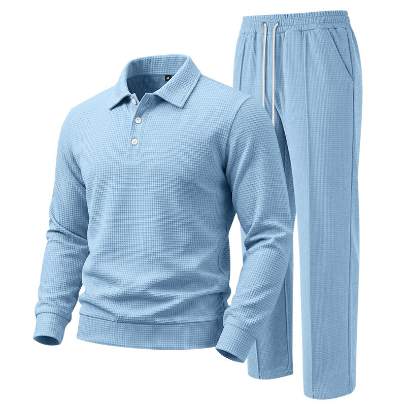 Men's Casual Waffle Knit Top and Pants Set