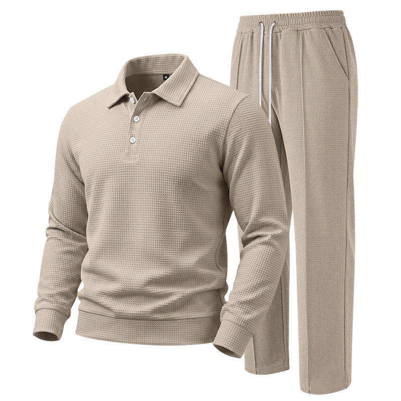 Men's Casual Waffle Knit Top and Pants Set
