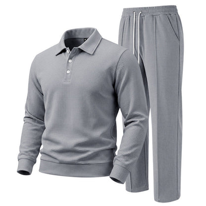 Men's Casual Waffle Knit Top and Pants Set