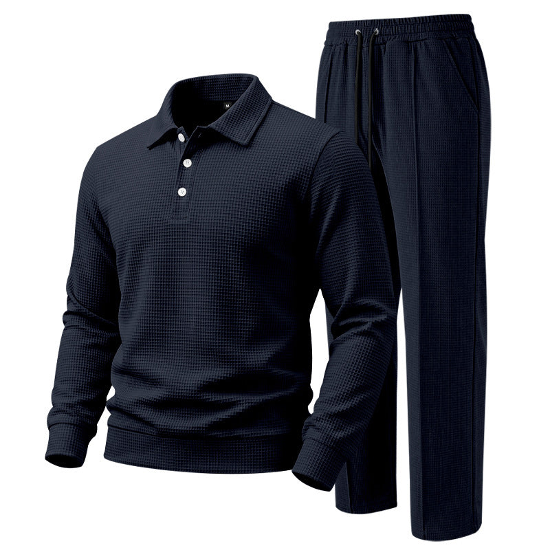 Men's Casual Waffle Knit Top and Pants Set