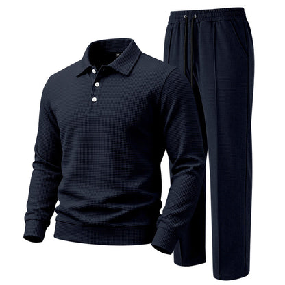 Men's Casual Waffle Knit Top and Pants Set