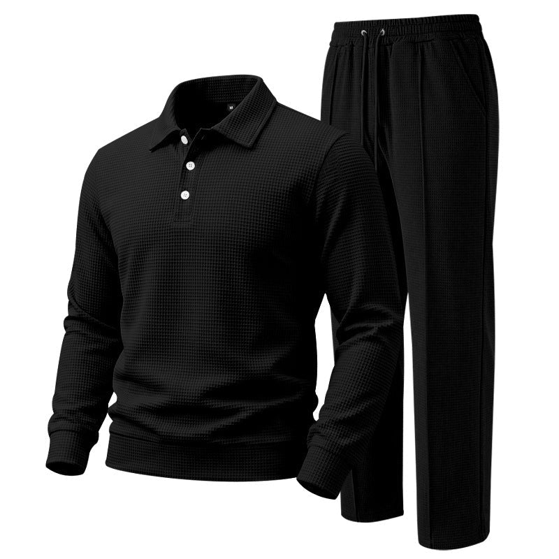 Men's Casual Waffle Knit Top and Pants Set