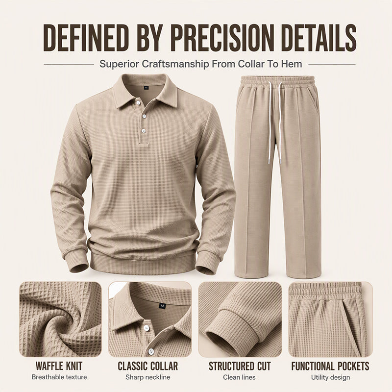 Men's Casual Waffle Knit Top and Pants Set