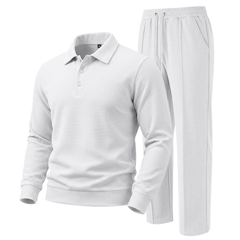 Men's Casual Waffle Knit Top and Pants Set