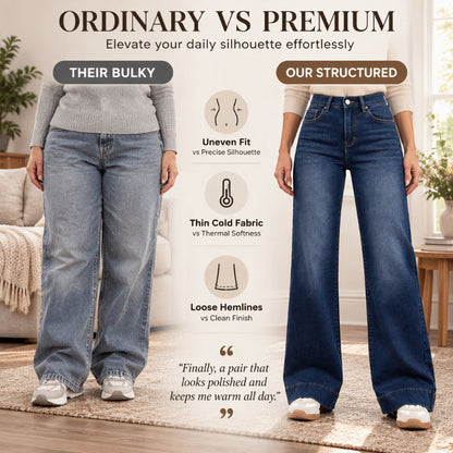 💖Black Friday Mega Deal – 50% off!💖 👖 Women's High Waist Thermal Wide-Leg Jeans☁️