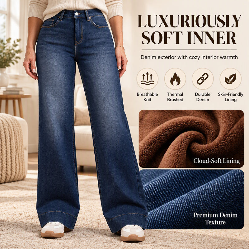💖Black Friday Mega Deal – 50% off!💖 👖 Women's High Waist Thermal Wide-Leg Jeans☁️