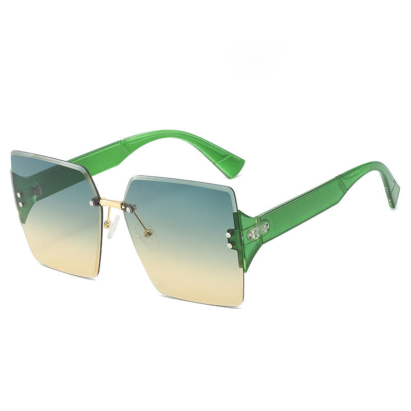 Frameless Square Oversized Sunglasses – Gradient UV400 HD Lenses & Ultralight Metal Temples | Universal Fit