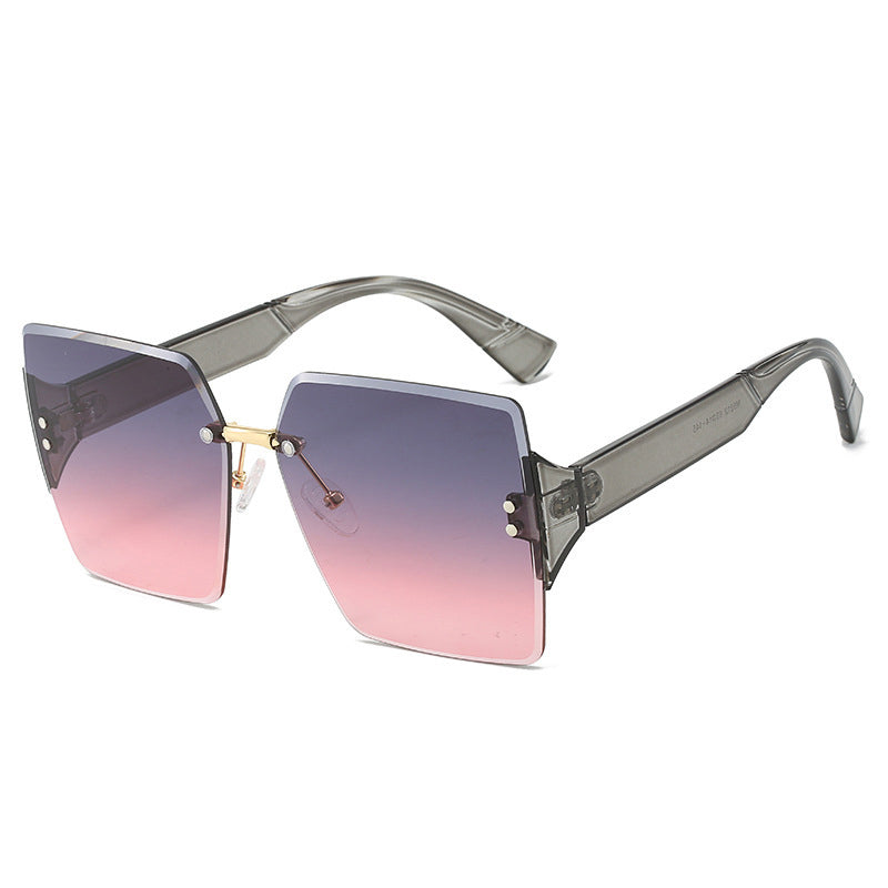 Frameless Square Oversized Sunglasses – Gradient UV400 HD Lenses & Ultralight Metal Temples | Universal Fit