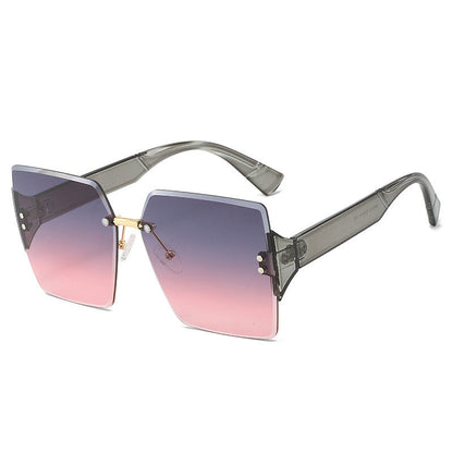 Frameless Square Oversized Sunglasses – Gradient UV400 HD Lenses & Ultralight Metal Temples | Universal Fit