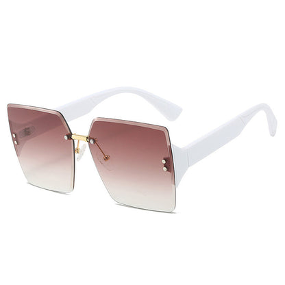 Frameless Square Oversized Sunglasses – Gradient UV400 HD Lenses & Ultralight Metal Temples | Universal Fit