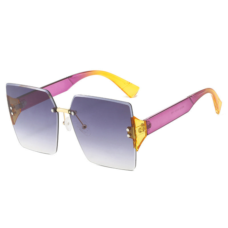 Frameless Square Oversized Sunglasses – Gradient UV400 HD Lenses & Ultralight Metal Temples | Universal Fit