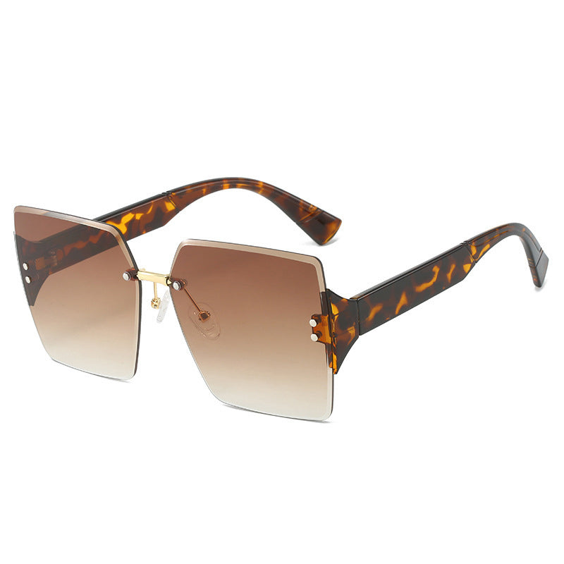 Frameless Square Oversized Sunglasses – Gradient UV400 HD Lenses & Ultralight Metal Temples | Universal Fit