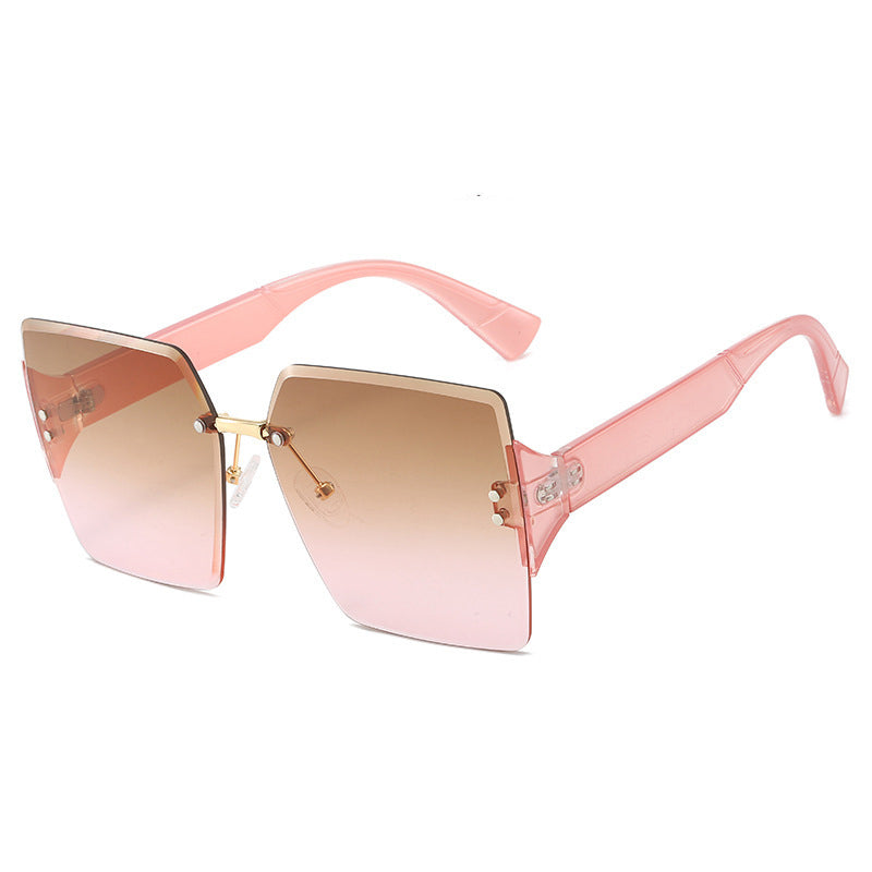 Frameless Square Oversized Sunglasses – Gradient UV400 HD Lenses & Ultralight Metal Temples | Universal Fit