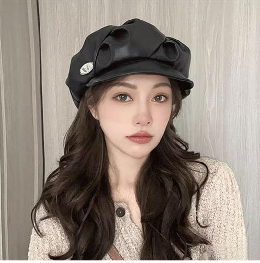 🎅Świąteczna oferta specjalna | 👒Stylowa skórzana czapka beret